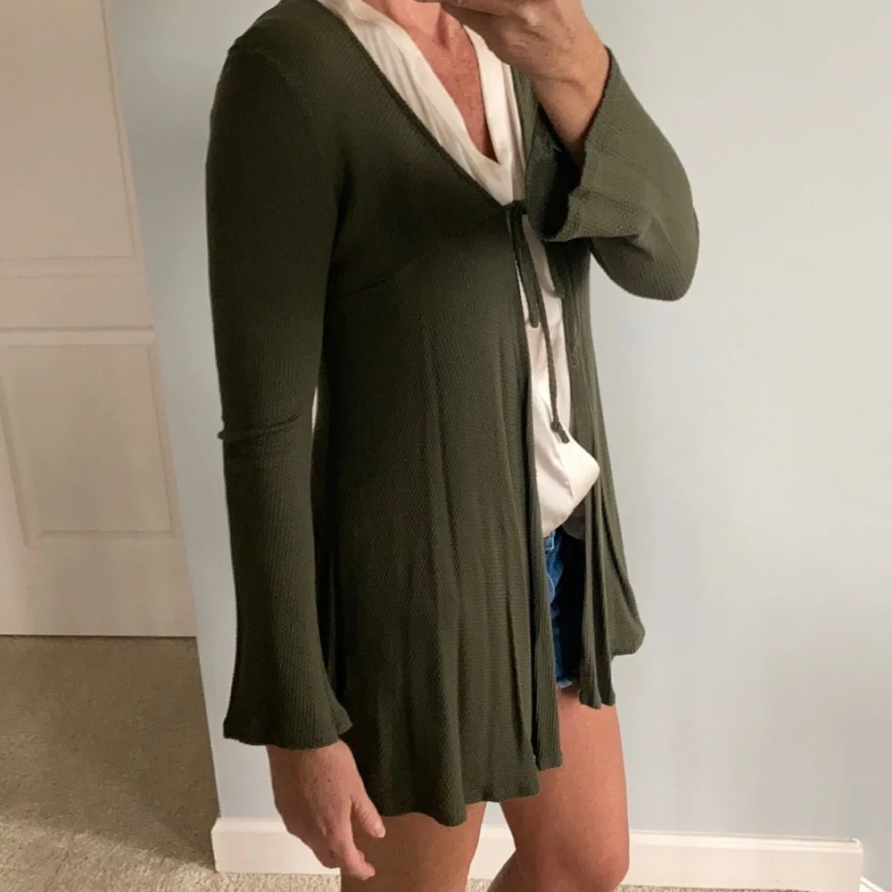 Olive Tie Front Cardigan - Picture 5 of 7